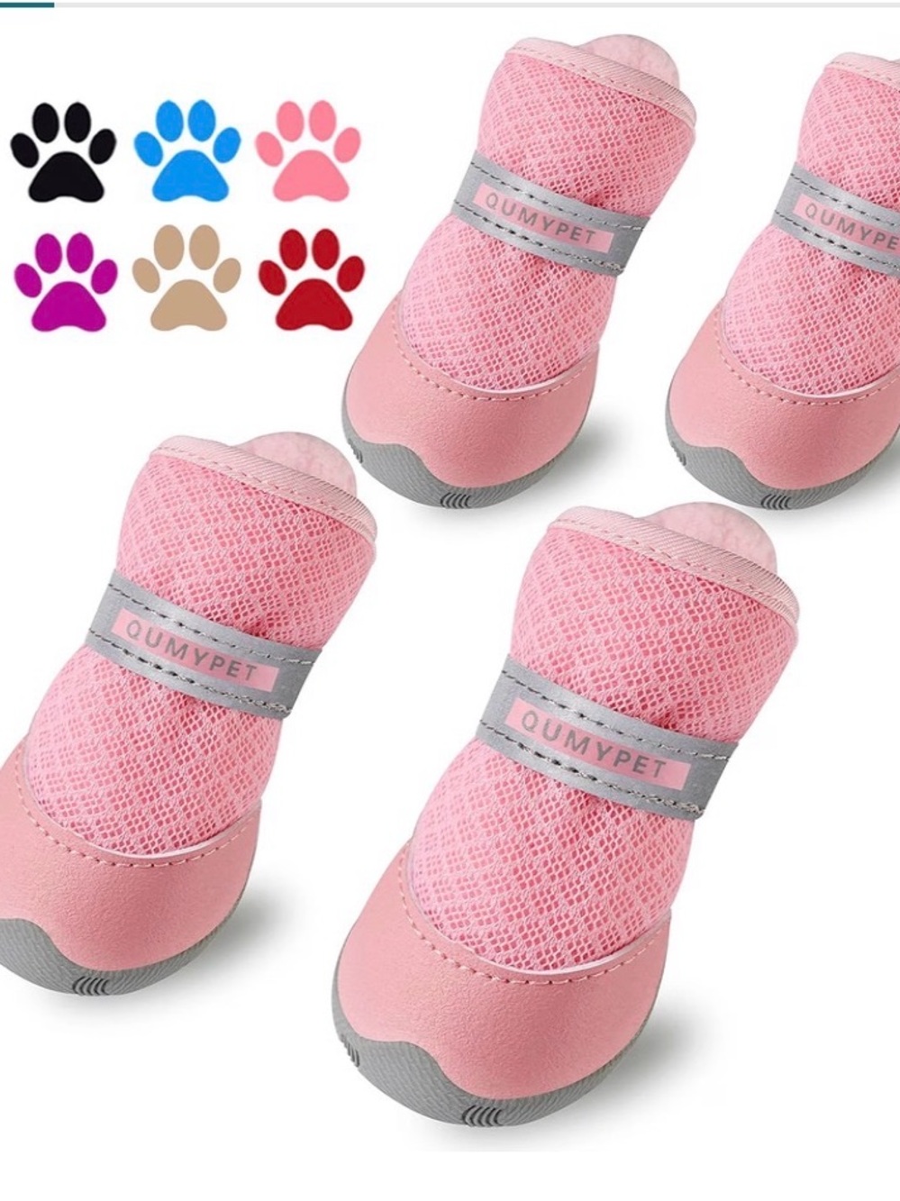 QUMY Dog Shoes Pet Booties Mesh Paw Protectors Boots